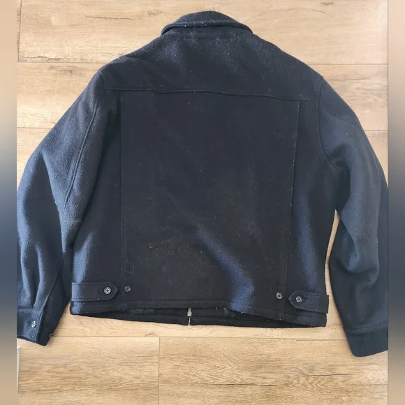 Polo Ralph Lauren Vintage Wool Bomber Jacket Coat Mens Sz L Quilt Cotton Lined